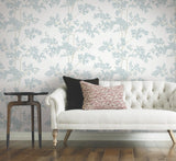 York Wallcoverings Lunaria Silhouette White & Cloud Blue Wallpaper