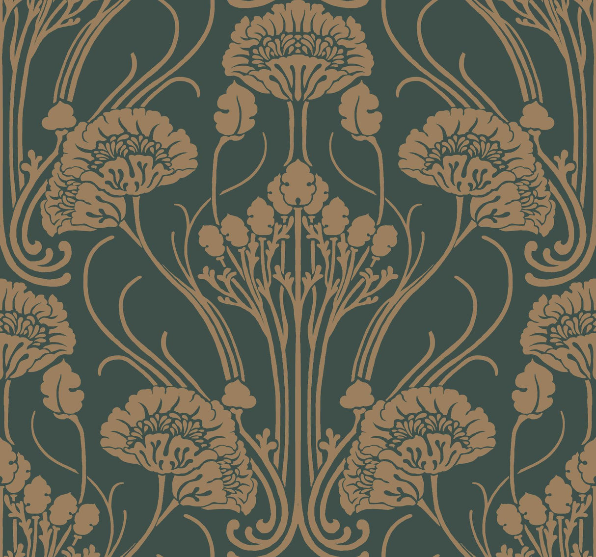 Antonina Vella Nouveae Damask Green Wallpaper