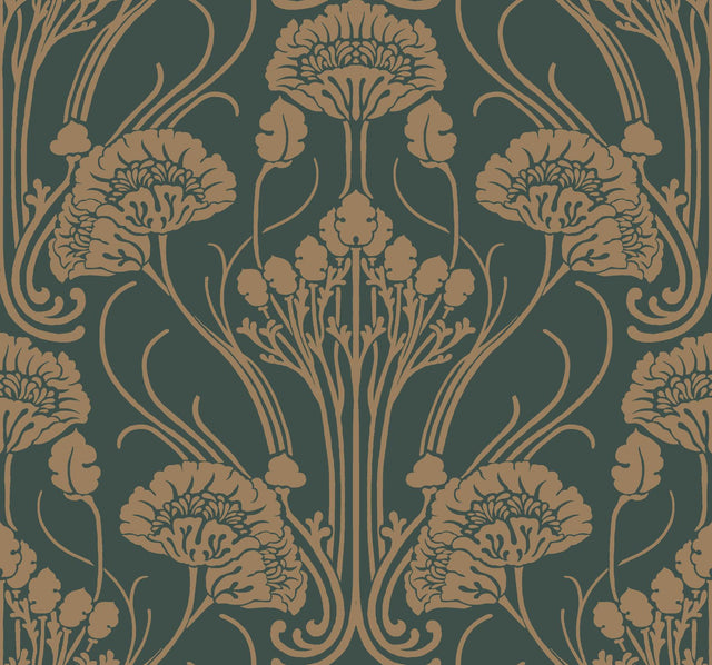 Antonina Vella Nouveae Damask Green Wallpaper