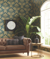 Antonina Vella Nouveae Damask Green Wallpaper