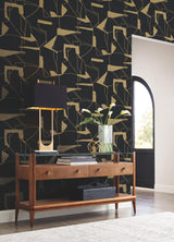 Antonina Vella Abstract Geo Black & Gold Wallpaper