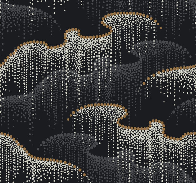 Candice Olson Moonlight Pearls Black Wallpaper