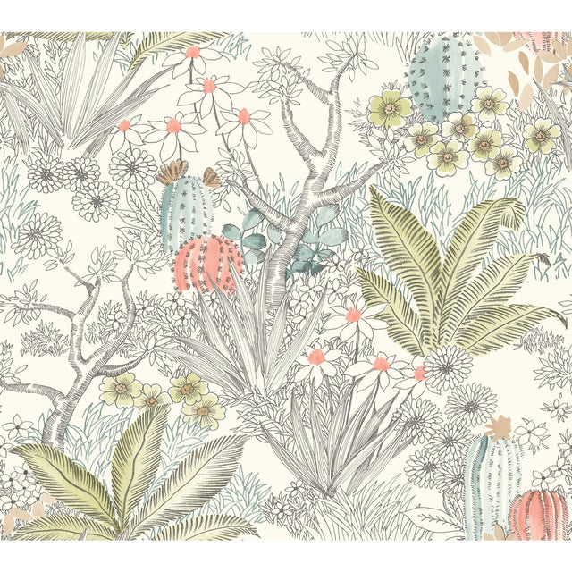 York Grey Flowering Desert Wallpaper