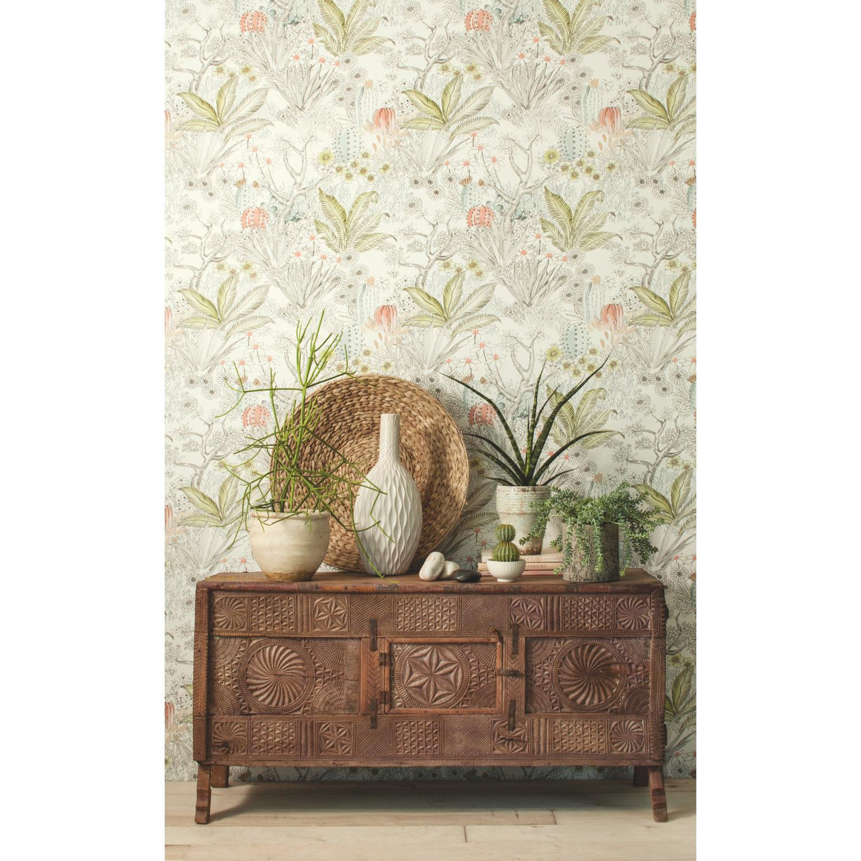 York Grey Flowering Desert Wallpaper