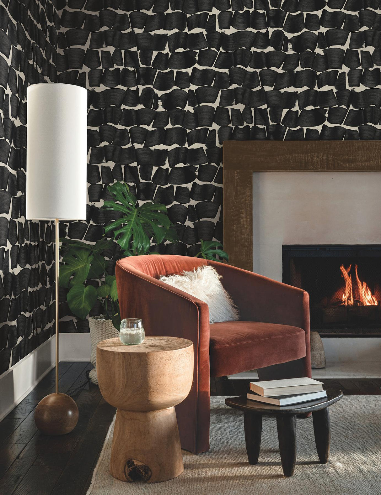 York Wallcoverings Brushed Ink Black Wallpaper
