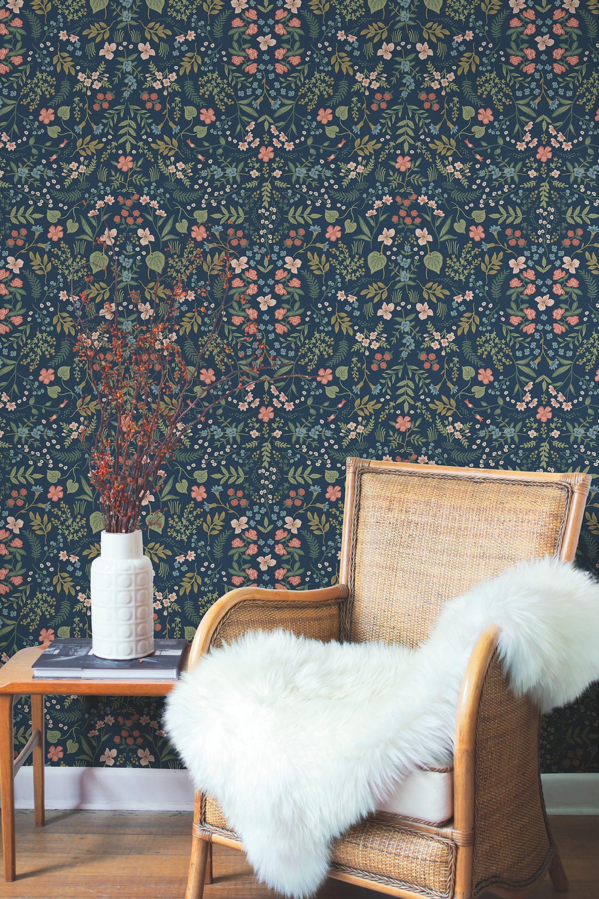 Rifle Paper Co. Wildwood Navy Wallpaper