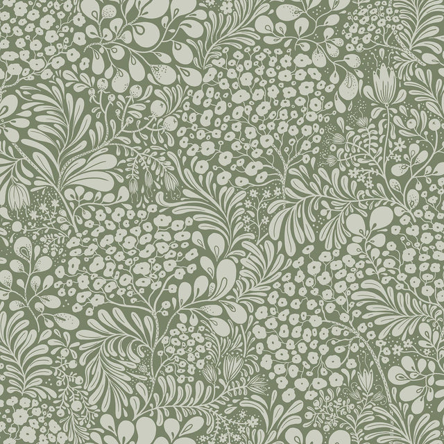 A-Street Prints Lina Botanical Dark Green Wallpaper