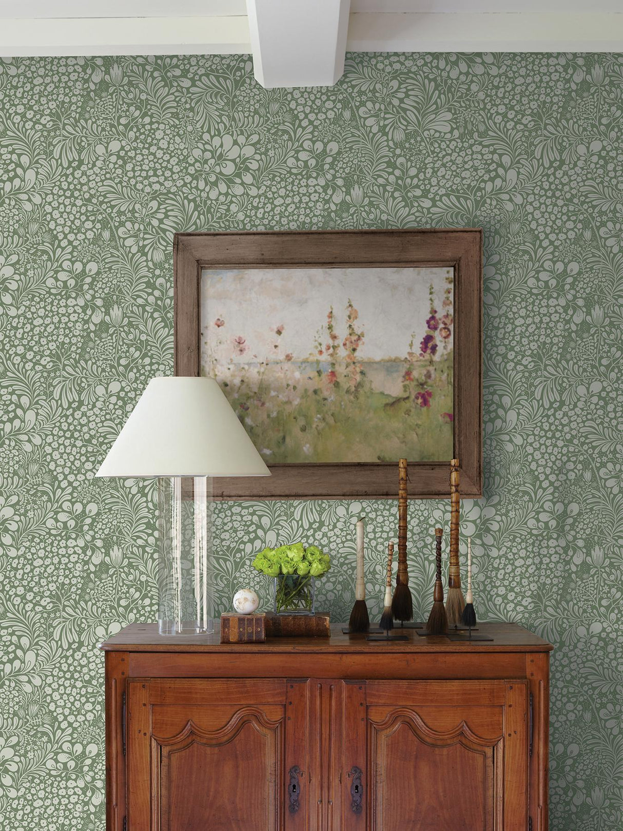 A-Street Prints Lina Botanical Dark Green Wallpaper