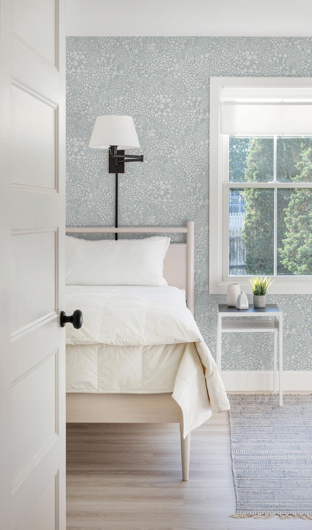 A-Street Prints Lina Botanical Light Blue Wallpaper