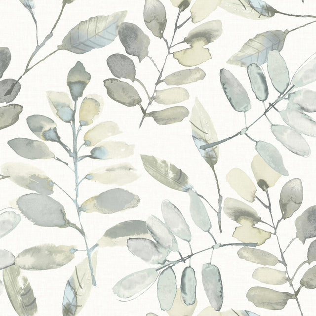 Brewster Home Fashions Chesapeake Thoreau Leaves Grey Wallpaper