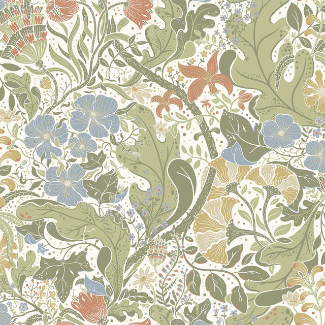 A-Street Prints Ingrid Botanical Cream Sage Wallpaper