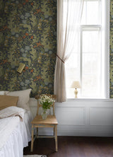 A-Street Prints Ingrid Botanical Indigo Green Wallpaper