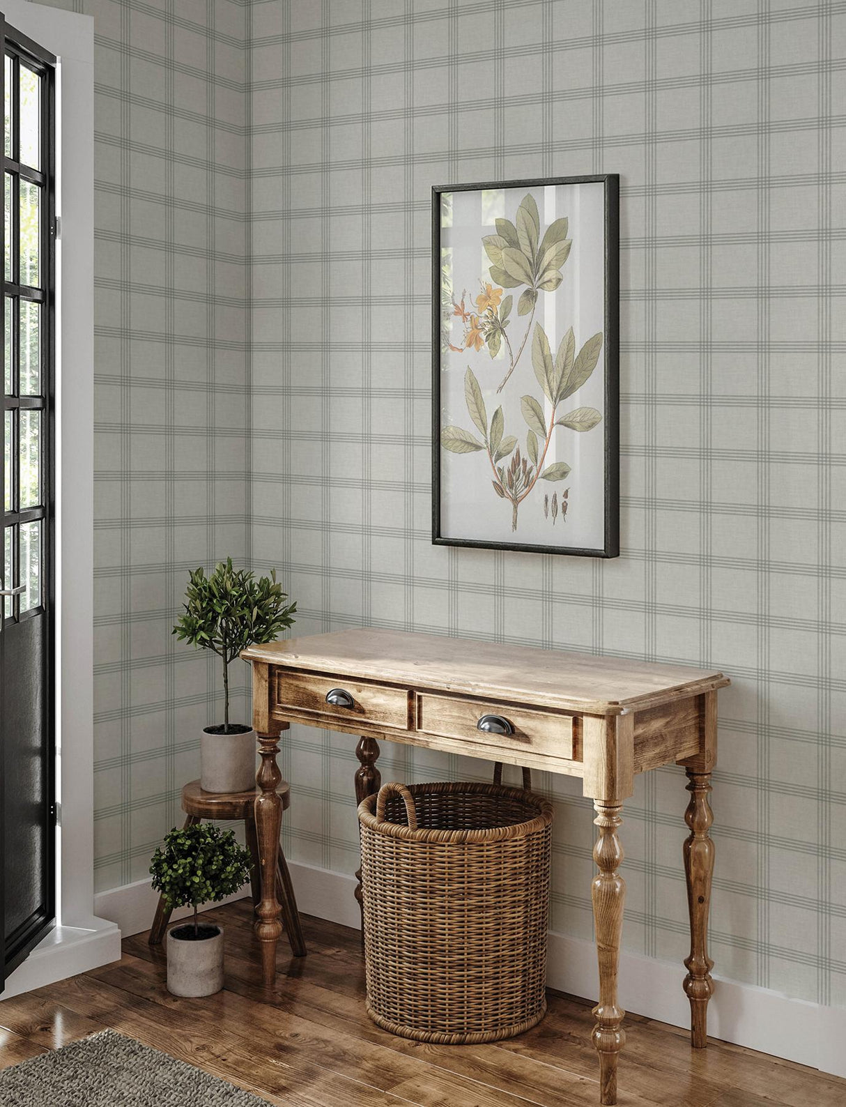 Brewster Home Fashions Chesapeake Wildflower Twain Plaid Dove Wallpaper