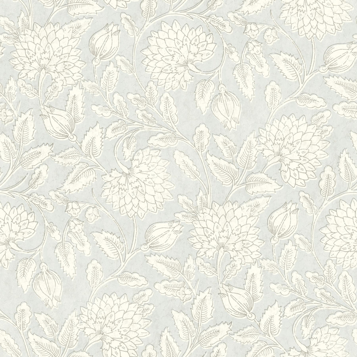 Brewster Home Fashions Chesapeake Wildflower Vadouvan Jacobean Trail Light Blue Wallpaper