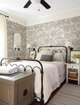 Brewster Home Fashions Chesapeake Wildflower Spinney Toile Grey Wallpaper