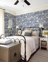 Brewster Home Fashions Chesapeake Wildflower Spinney Toile Blue Wallpaper