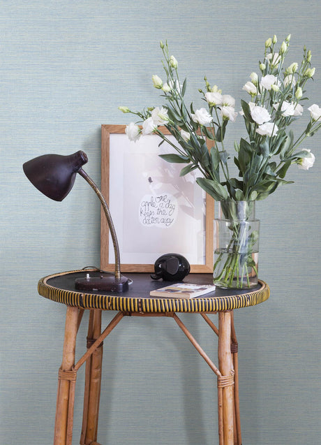 A-Street Prints Botanica Faux Grasscloth Blue Wallpaper