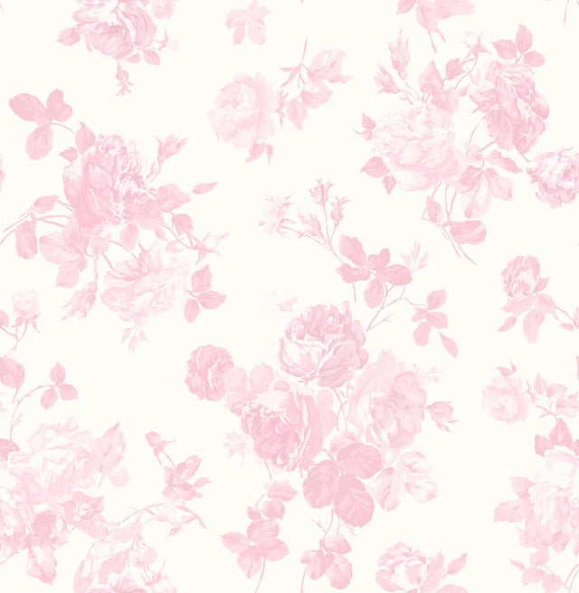 A-Street Prints LoveShackFancy Everblooming Rosettes Pink Wallpaper