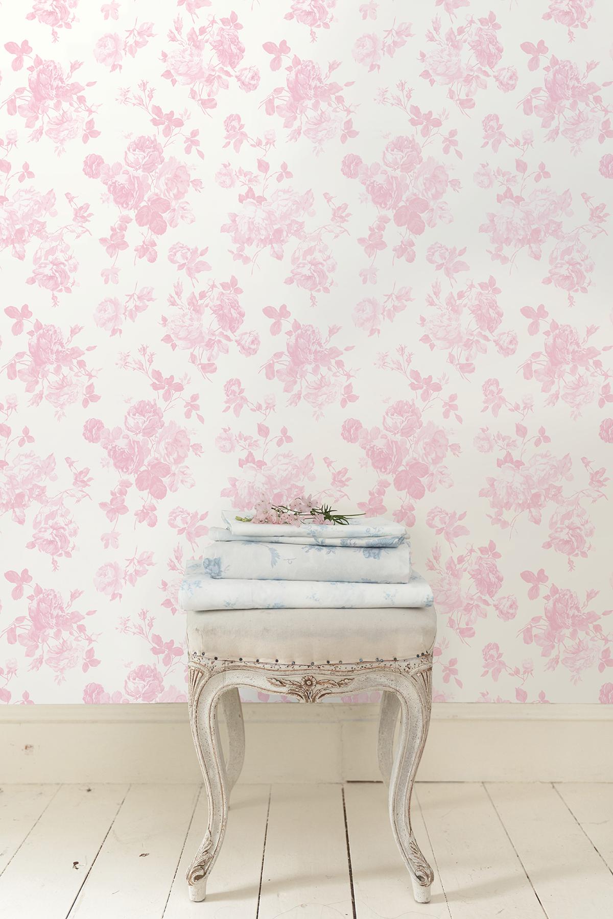A-Street Prints LoveShackFancy Everblooming Rosettes Pink Wallpaper