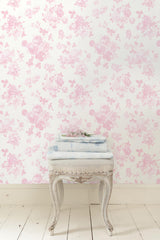 A-Street Prints LoveShackFancy Everblooming Rosettes Pink Wallpaper