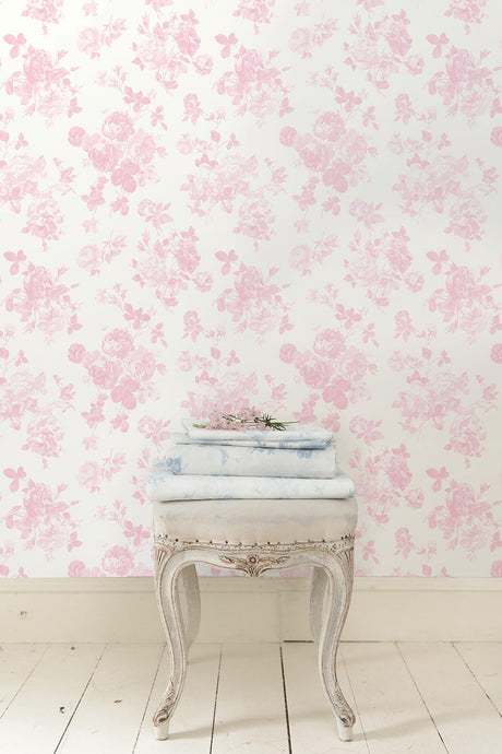 A-Street Prints LoveShackFancy Everblooming Rosettes Pink Wallpaper
