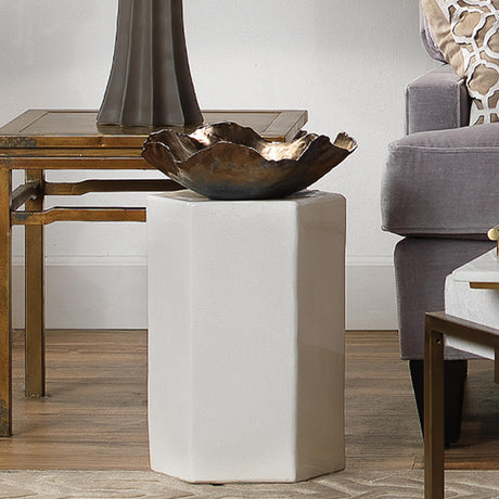 Jamie Young Peony Ceramic Decorative Bowl, Antique Gold