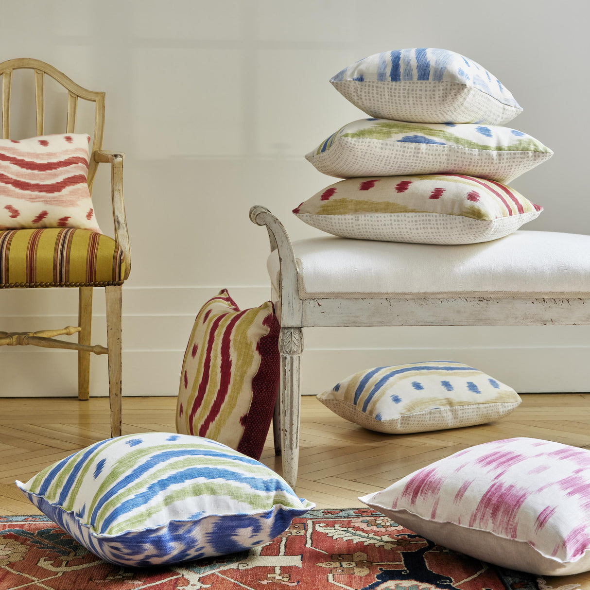 Lee Jofa IKAT STRIPE CORAL Fabric