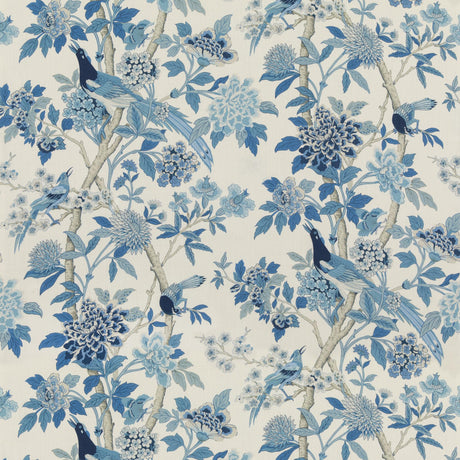 G P & J Baker HYDRANGEA BIRD (ARCHIVE) BLUE Fabric