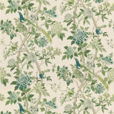 G P & J Baker HYDRANGEA BIRD (ARCHIVE) GREEN Fabric
