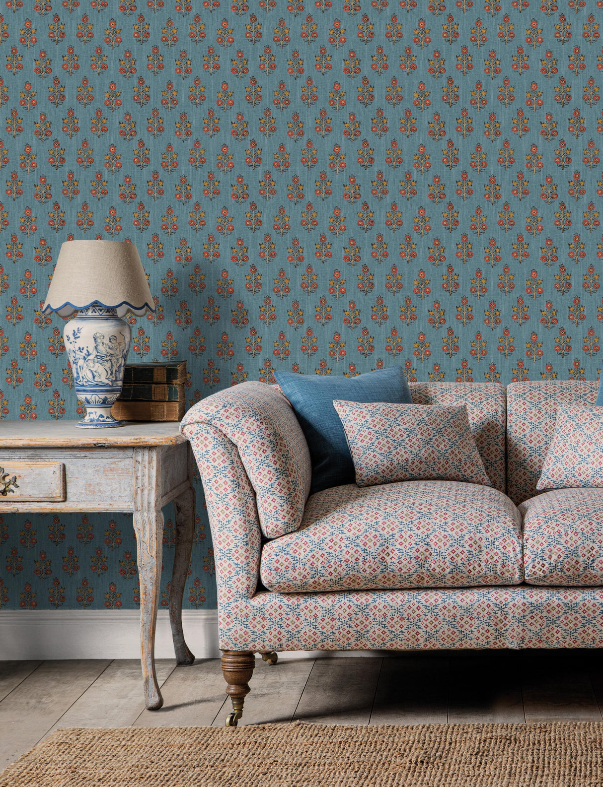 G P & J Baker POPPY SPRIG DENIM Fabric