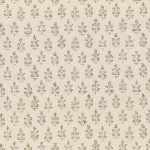G P & J Baker POPPY SPRIG AQUA Fabric