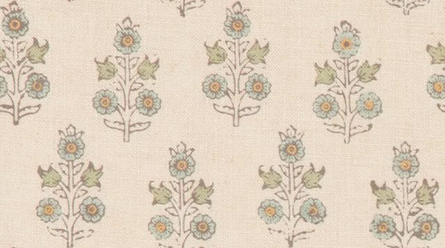G P & J Baker POPPY SPRIG AQUA Fabric