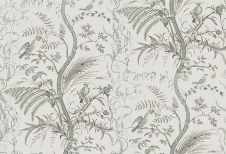 Brunschwig & Fils BIRD AND THISTLE GRAY Wallpaper