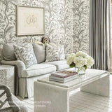 Brunschwig & Fils BIRD AND THISTLE GRAY Wallpaper
