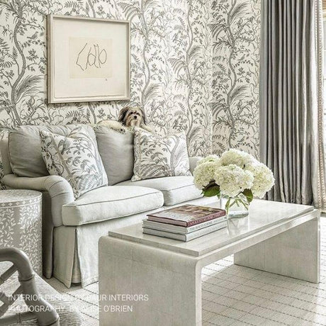 Brunschwig & Fils BIRD AND THISTLE GRAY Wallpaper
