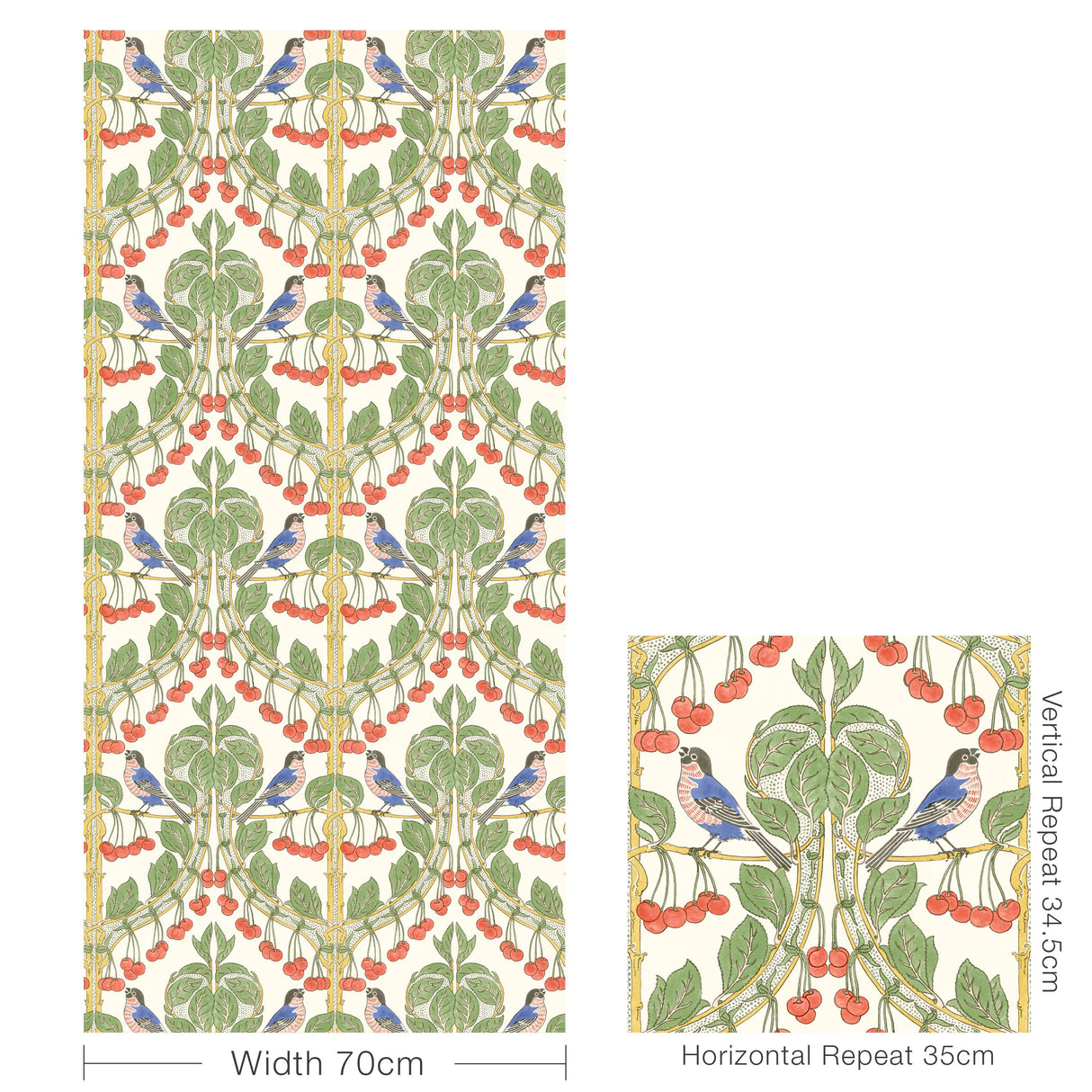 G P & J Baker BIRDS & CHERRIES MULTI Wallpaper