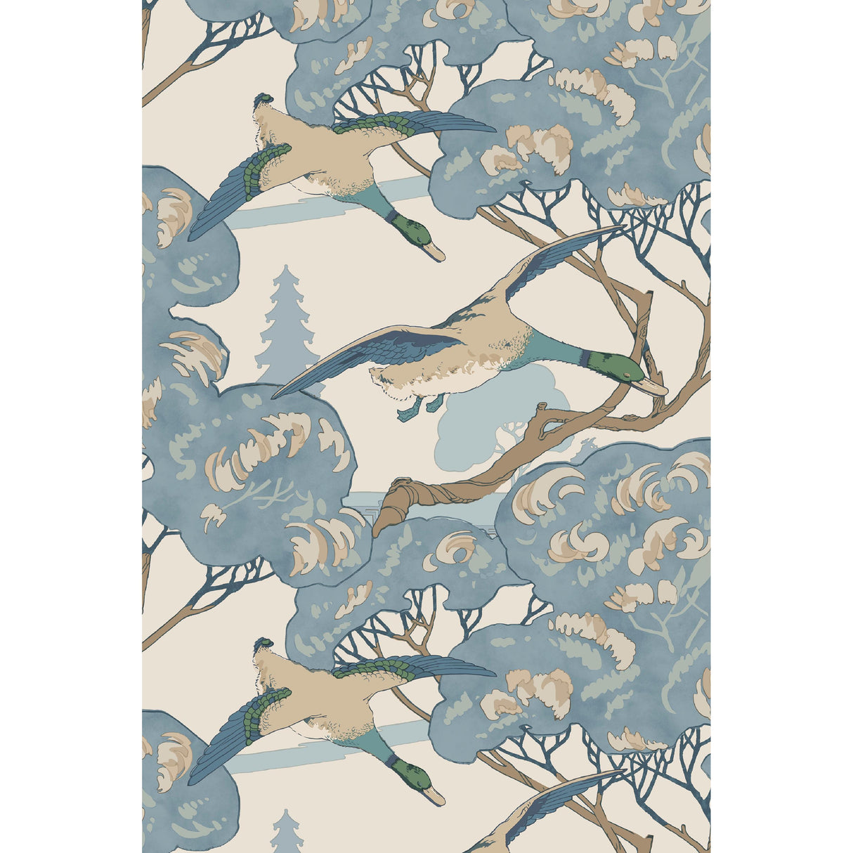 Mulberry GRAND FLYING DUCKS BLUE Wallpaper