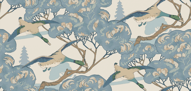 Mulberry GRAND FLYING DUCKS BLUE Wallpaper