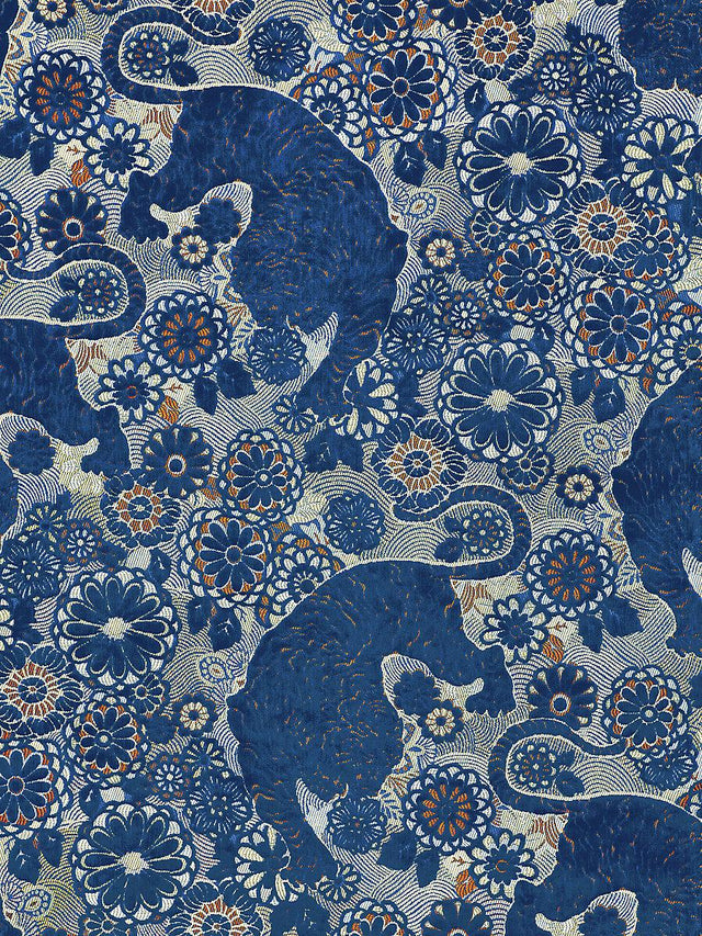 Scalamandre Siberian Tiger Sapphire Flame Fabric