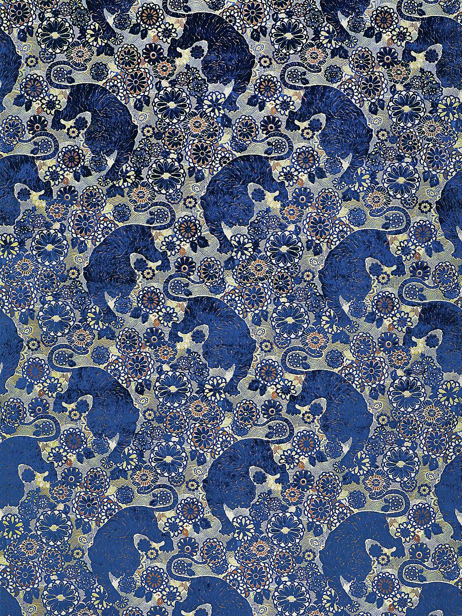 Scalamandre Siberian Tiger Sapphire Flame Fabric
