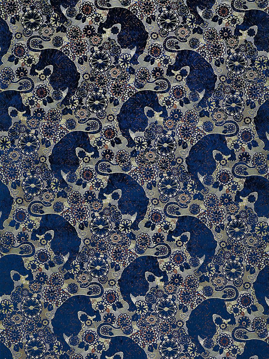 Scalamandre Siberian Tiger Sapphire Flame Fabric