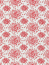 Hinson Fireworks Cotton Print Red On White Fabric