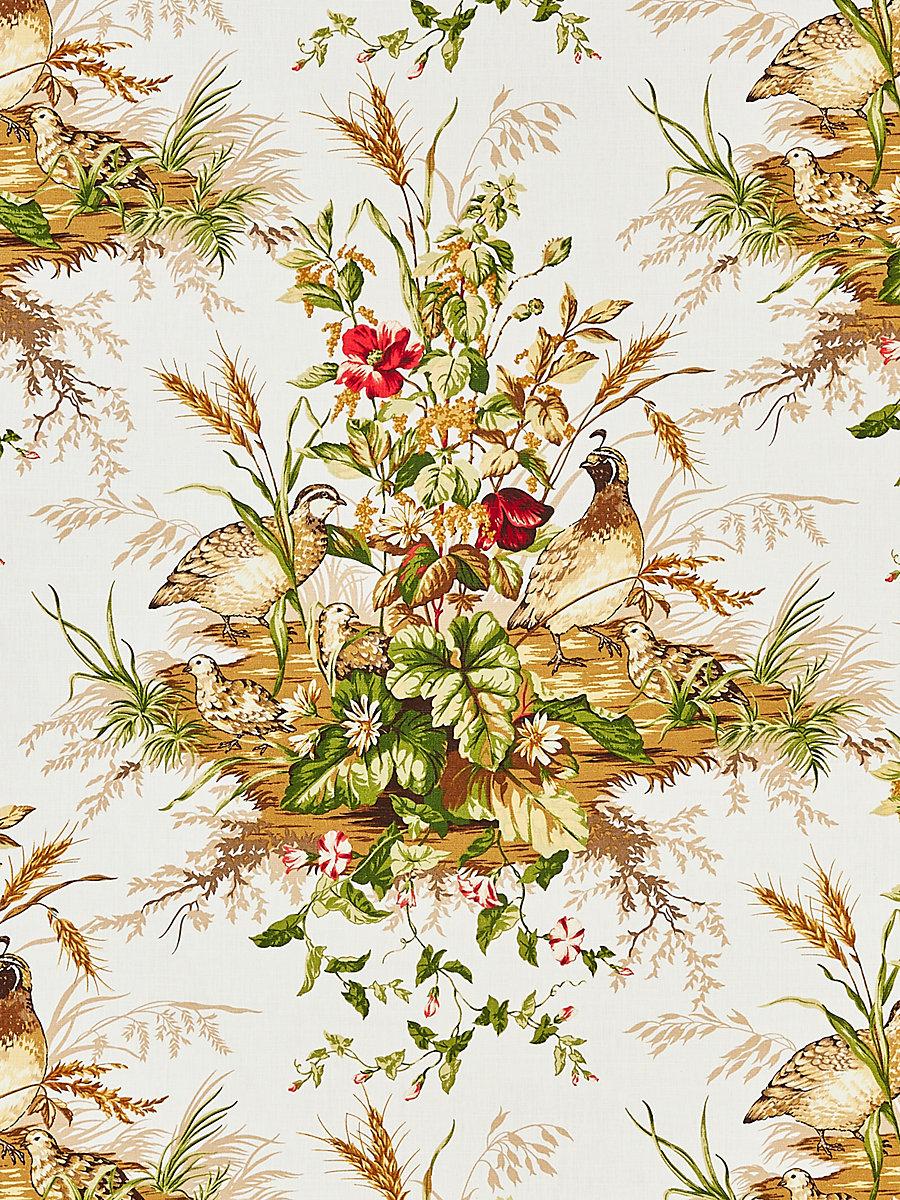 Scalamandre Edwin'S Covey Linen Print Multi On White Fabric