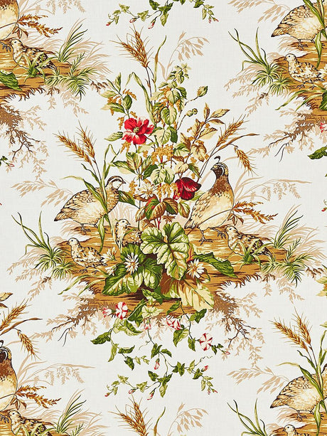 Scalamandre Edwin'S Covey Linen Print Multi On White Fabric
