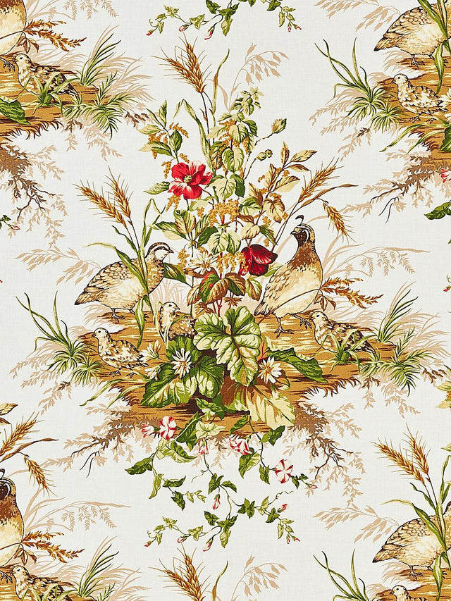 Scalamandre Edwin'S Covey Linen Print Multi On White Fabric