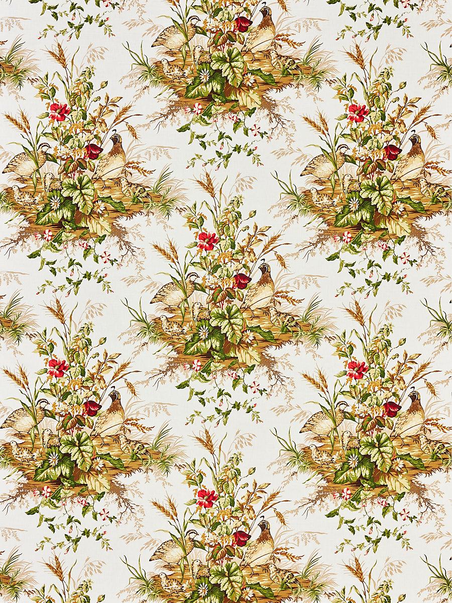 Scalamandre Edwin'S Covey Linen Print Multi On White Fabric