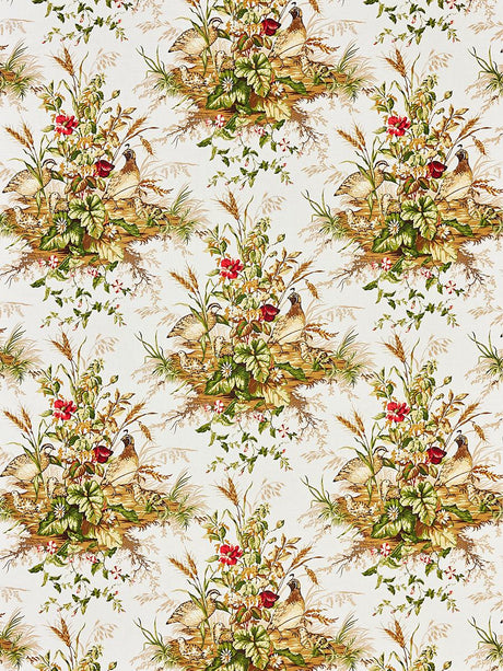 Scalamandre Edwin'S Covey Linen Print Multi On White Fabric