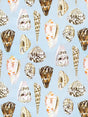 Scalamandre Coquina Linen Print Multi On Sea Blue Fabric