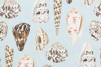 Scalamandre Coquina Linen Print Multi On Sea Blue Fabric