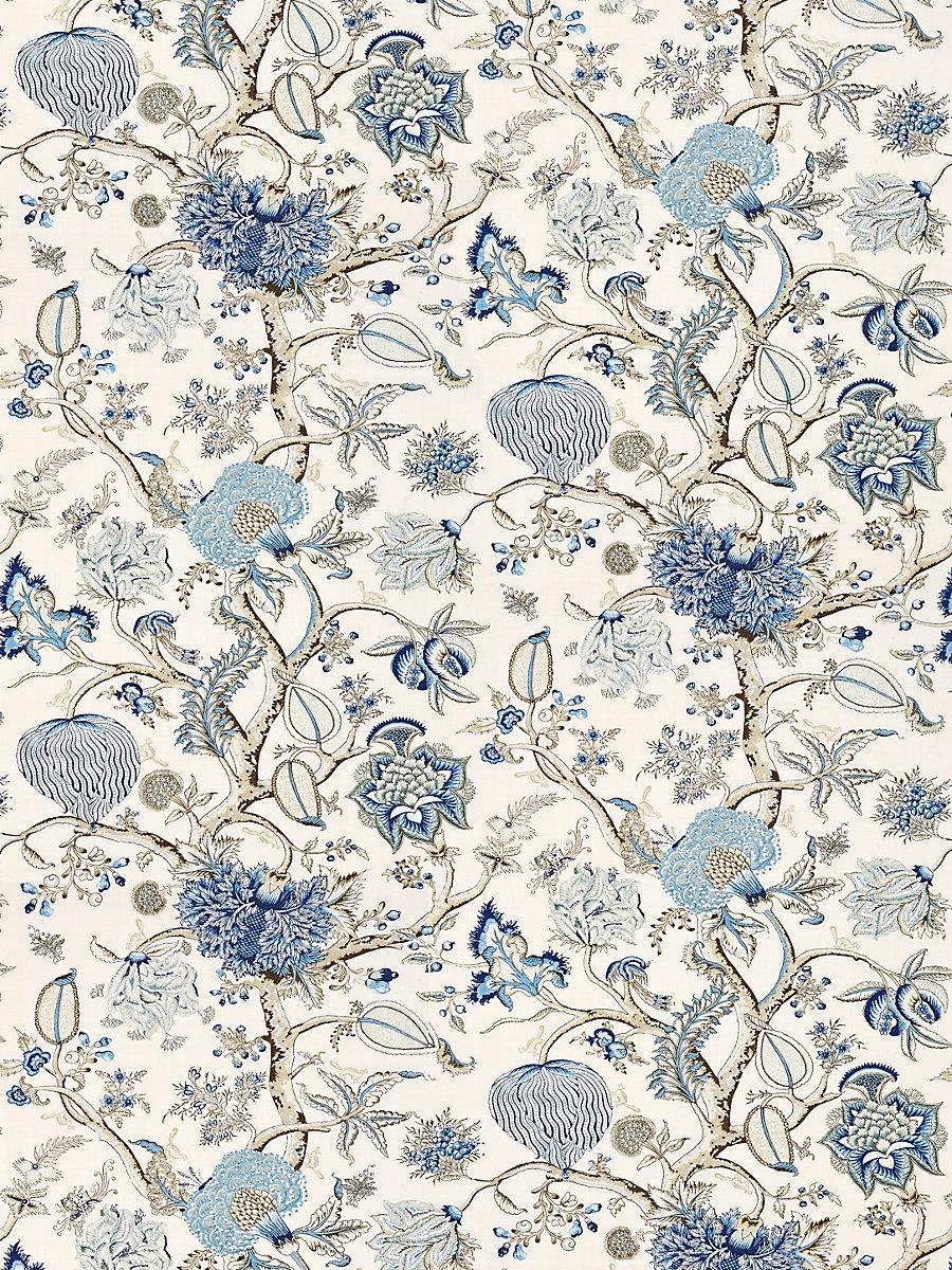 Scalamandre Pondicherry Linen Print Delft Fabric